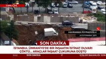 İstanbul�da korku dolu anlar!; Araçlar dev çukura yuvarlandı