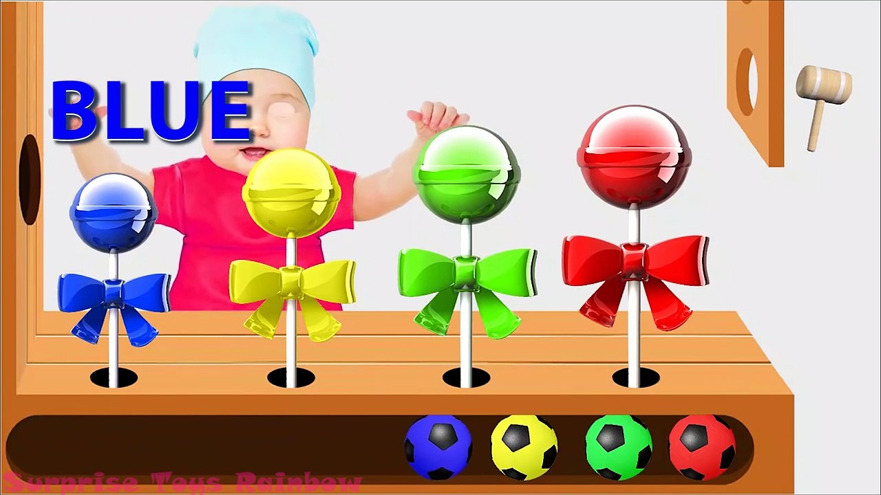Learn Colors with Funny Baby Surprise Eggs Lollipop WOODEN HAMMER XYLOPHONE Nursery Rhymes Videos
