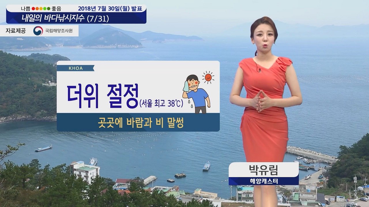 [내일의 바다낚시지수] 7월31일 전국 폭염 기승 전국 곳곳 풍랑 특보 비 소식 안전...