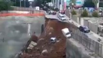 Ümraniye'de Çukura Düşen Araç Saniye Saniye Görüntülendi