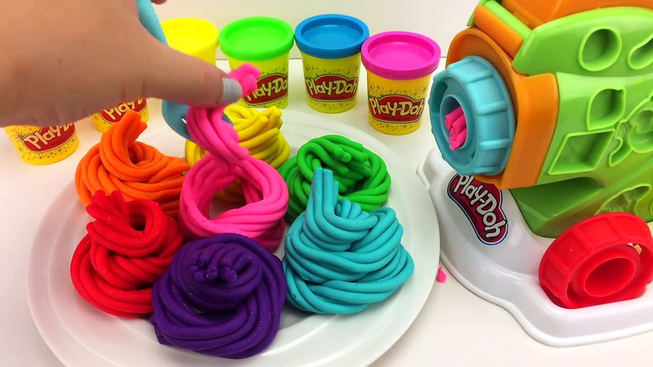 Learn Colors with Play Doh Pasta Machine Making Spaghetti and Surprise Toys