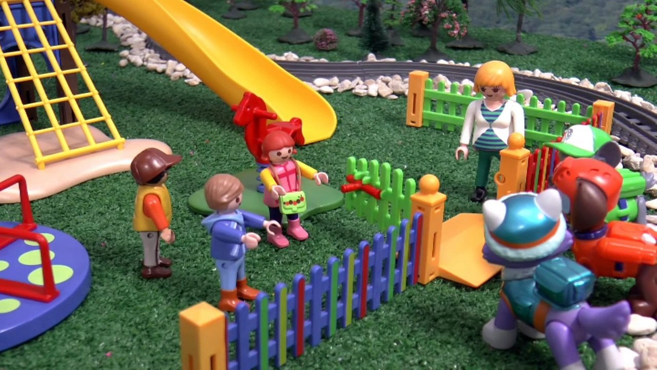 Paw Patrol Rescue Play Doh eggs in PLAYMOBIL Playground Toys | Thomas & Friends Kids Stop