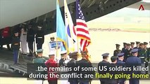 VIDEO: US servicemen stand in salute as the remains of American soldiers killed during the Korean War land in South Korea.(Video: Reuters)