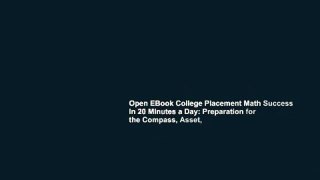 Open EBook College Placement Math Success in 20 Minutes a Day: Preparation for the Compass, Asset,