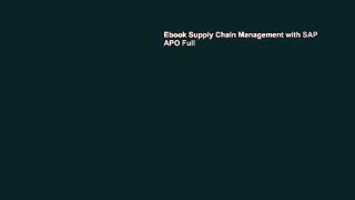 Ebook Supply Chain Management with SAP APO Full