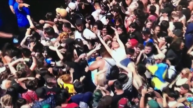 Crowd surfing fail