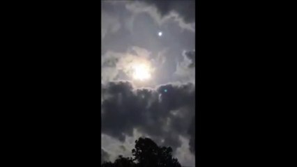 July 28 2018 Large Planet above sun in sunrise Clear view of Binary system