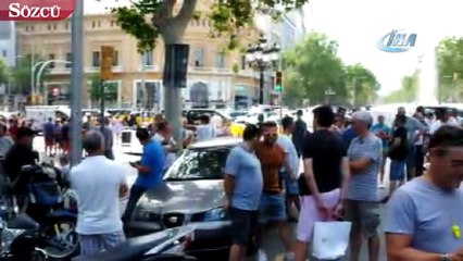 İspanyalı taksicilerden Uber protestosu