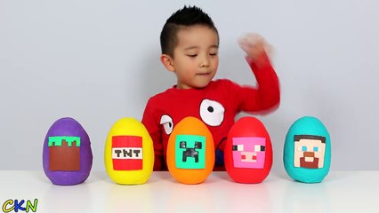 Minecraft Play Doh Surprise Eggs Opening Fun With Ckn Toys