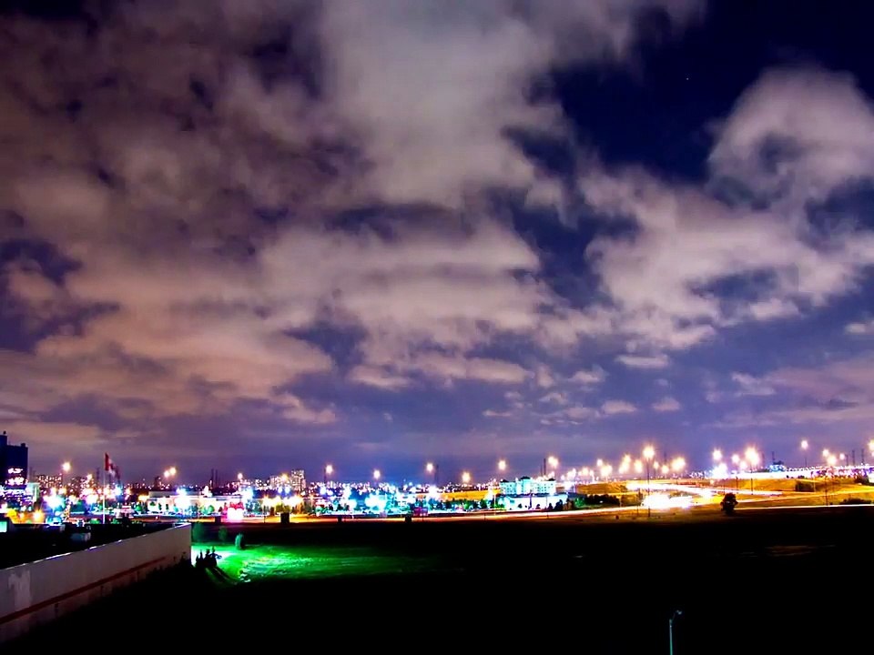 Time Lapse night time lights, clouds, airplanes & stars