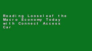 Reading Looseleaf the Macro Economy Today with Connect Access Card Full access