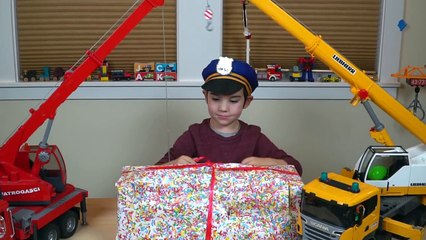 Playing with Bruder Toy Trucks Unboxing Police Vehicles Surprise Box with Cranes