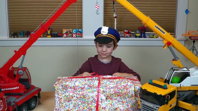 Playing with Bruder Toy Trucks Unboxing Police Vehicles Surprise Box with Cranes