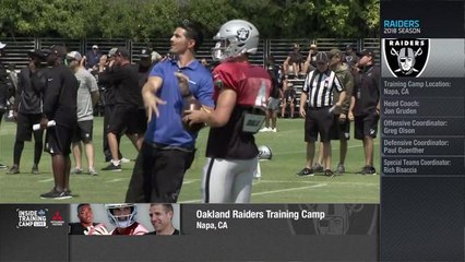 David Carr mic'd up during throwing drills with brother Derek, Raiders WRs