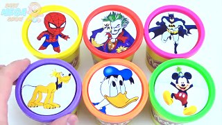 Play Doh Colored Clay in Cups with Favorite Toys of Children Inside, Donald Duck and Pluto