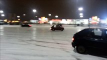 5 mins of cars sliding on the snow / ice   little crash