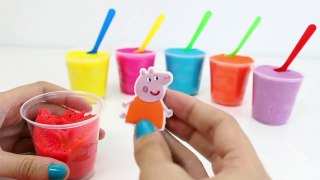 Play Doh Surprise Color Yogurt cups colored with Peppa Pig, Hello Kitty Disney Princess