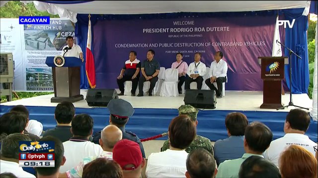 Pagsira sa smuggled luxury vehicles sa Cagayan City, sinaksihan ni Pres. #Duterte