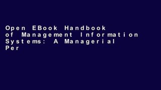 Open EBook Handbook of Management Information Systems: A Managerial Perspective online