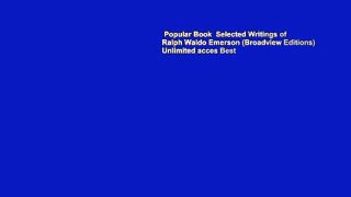 Popular Book  Selected Writings of Ralph Waldo Emerson (Broadview Editions) Unlimited acces Best