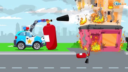 The Blue Police Car and NEW FRIENDS! Vehicle & Chi Chi Car for children Cars & Trucks Cart