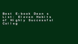 Best E-book Dean s List: Eleven Habits of Highly Successful College Students free of charge