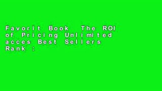 Favorit Book  The ROI of Pricing Unlimited acces Best Sellers Rank : #4