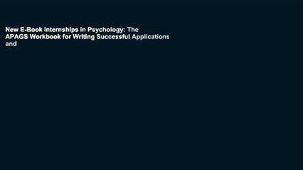 New E-Book Internships in Psychology: The APAGS Workbook for Writing Successful Applications and