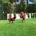 Lionel Messi playing with his dog!