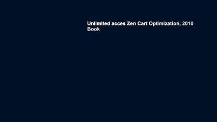 Unlimited acces Zen Cart Optimization, 2010 Book