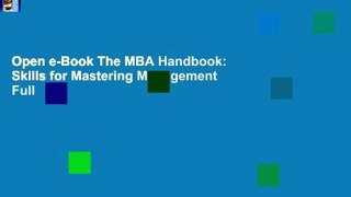 Open e-Book The MBA Handbook: Skills for Mastering Management Full