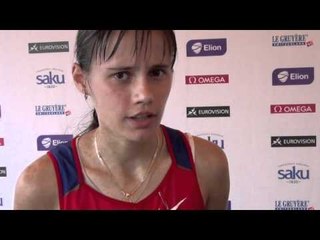 Elena Lashmanova (RUS) after winning gold in 10.000m Race Walk