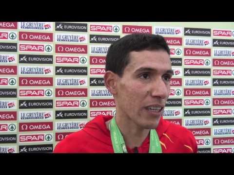 Ayad Lamdassem (ESP) after winning silver in men's race (in Spanish)