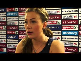 Isabelle Pedersen after the heats of the 60m hurdles