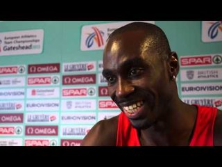 Jaysuma Saidy Ndure (NOR) after 2nd place at the 100m at Gateshead 2013