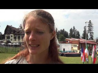 Andrea Mayr (AUT) after winning the European Mountain Running Championships, Borovets 2013