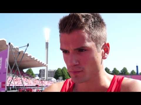 Vladimir Vukicevic (NOR) after semi-finals 110m Hurdles, Tampere 2013