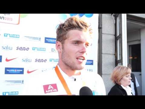 Kevin Mayer (FRA) after winning EC Combined Events, Tallinn 2013