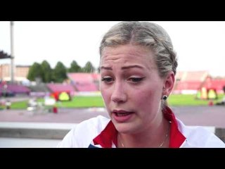Isabelle Pedersen (NOR) after winning the 100mh, Tampere 23