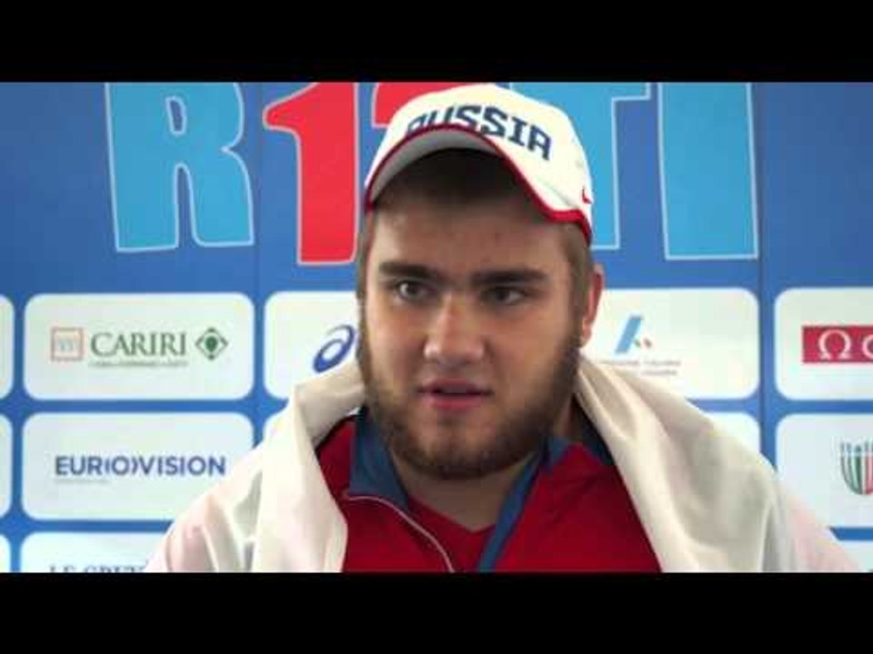 Valeriy Pronkin (RUS) after winning the gold in the Hammer Throw, Rieti 2013
