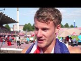 Sebastian Rodger (GBR) after winning silver in the 400mh, Tampere 2013
