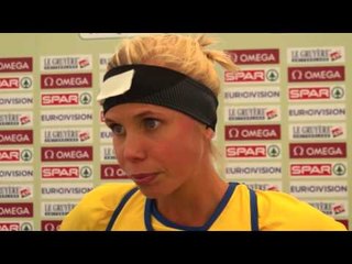 Maria Larsson (SWE) after the junior woman's race, Belgrade 2013