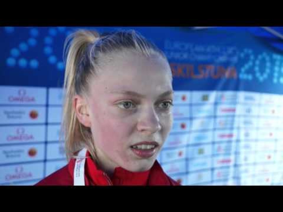Anna Emilie Moller (DEN) after winning Silver in the 5000m