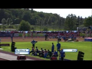 Great Britain & NI, Poland and France in Women's 4x100m Relay