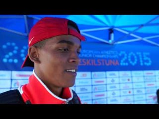 Joshua Abuaku (GER) after winning Silver in the 400mH