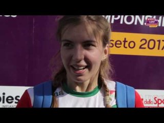 Violetta Skvartsova (BLR) after winning Gold in the Triple Jump