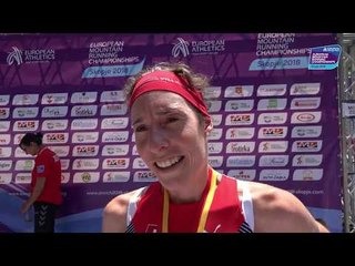 Maude Mathys (SUI) after winning gold at the 2018 European Mountain Running Championships