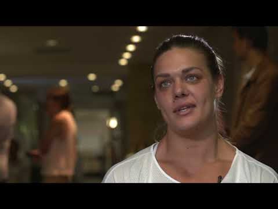 Croatia's Sandra Perković (discus thrower) on her coach and partner