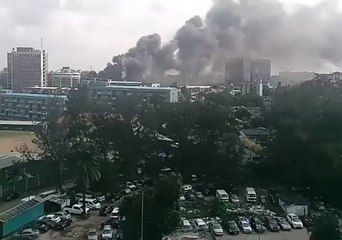 Smoke Rises From Fire at Bank Headquarters in Lagos