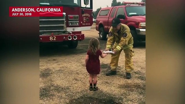 Adorable Toddler Gives Breakfast To California Firefighters Battling Carr Fire